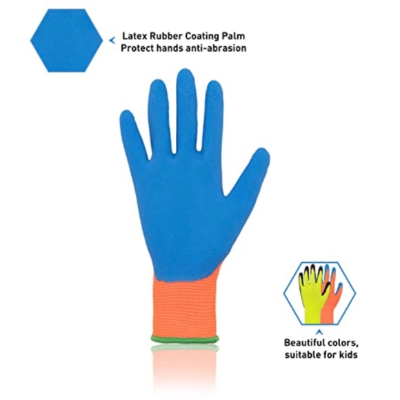 NEW Kids Gardening Gloves Size 6 (Age 11-13), Orange (3 Pair Set) - Picture 3 of 6